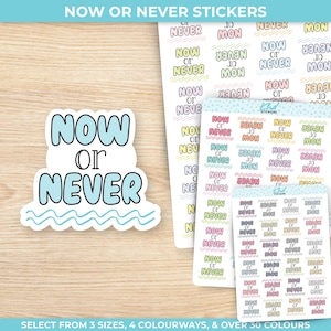 Now or Never Planner Stickers, drei Größen, einschließlich winziger, abnehmbarer