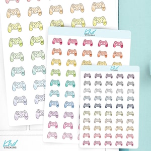 Gamer Icons Planner Stickers, 3 Sizes with Tiny, Small, and Large, Removable
