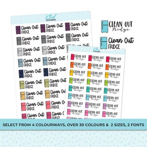 Clean Out Fridge Stickers, Planner Stickers, Two Size and Font Options, Removable