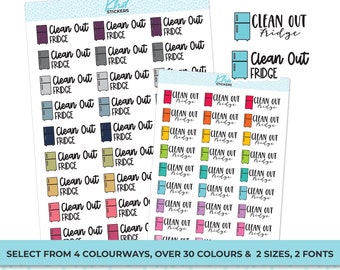 Clean Out Fridge Stickers, Planner Stickers, Two Size and Font Options, Removable
