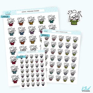Migraine Headache Planner Girl Stickers, Planner Stickers, Removable