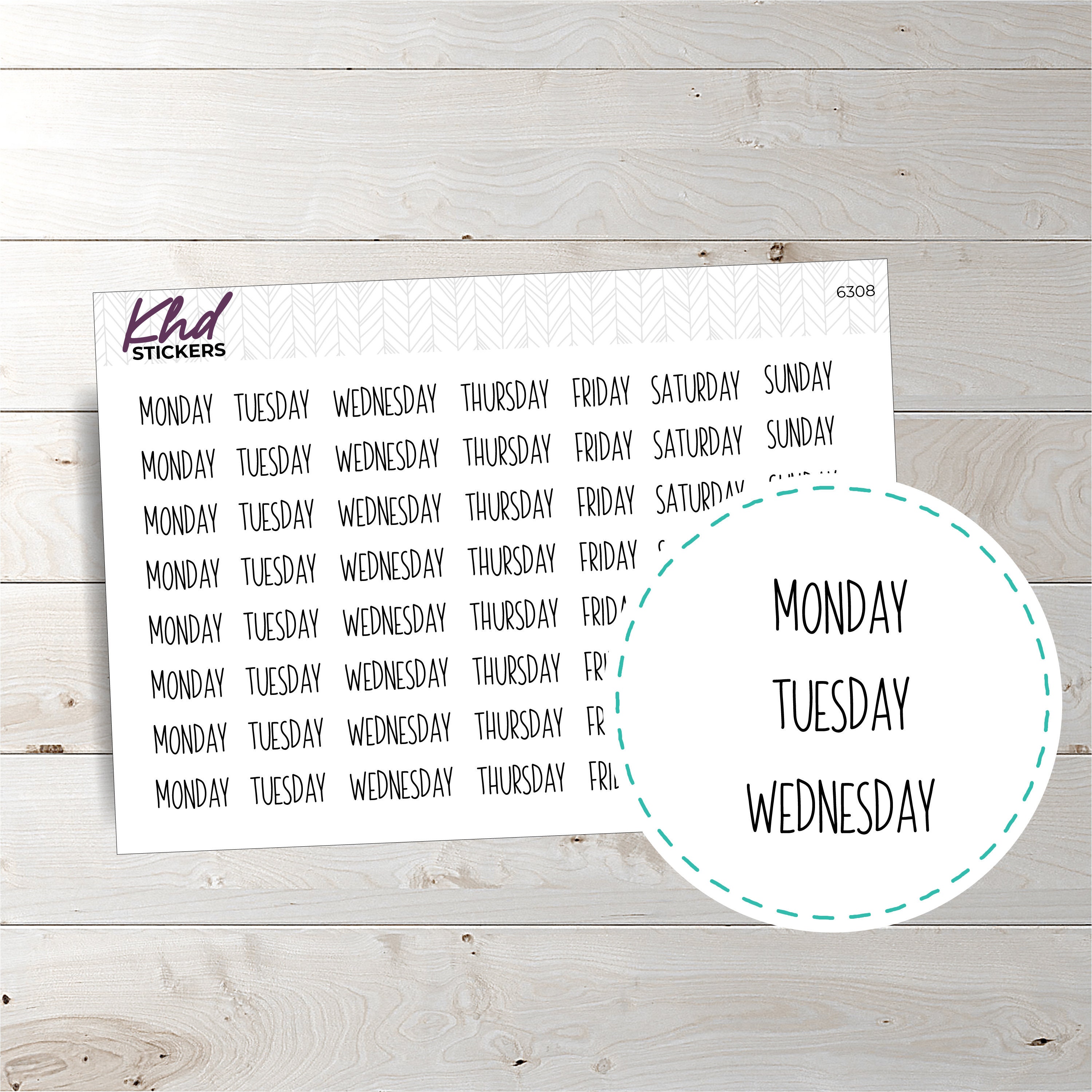 Clear removable background stickers Planner stickers Diary stickers Days of the week PS01-015