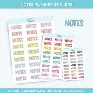Notizen Planer Sticker, Blockschrift, drei Größen, einschließlich winziger, abnehmbarer