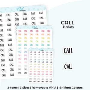 Call Planner Stickers, Select from 2 fonts & 3 sizes, Script Planner Stickers, removable