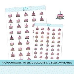 Cute Birthday Cake Stickers, Planner Stickers, Removable