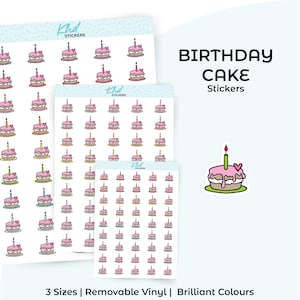 Birthday Cake Planner Stickers: Removable Matte Vinyl