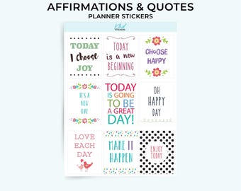 Affirmations Planner Stickers, Removable