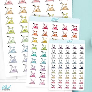 Exercise Bike Planner Stickers, 3 Sizes with Tiny, Small, and Large, Removable