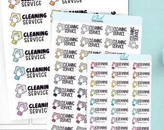 Cleaning Service Planner Stickers, 3 Sizes with Tiny, Small, and Large, Removable