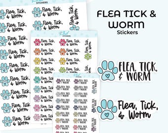 Flea Tick & Worm Planner Stickers, 3 Sizes, Removable