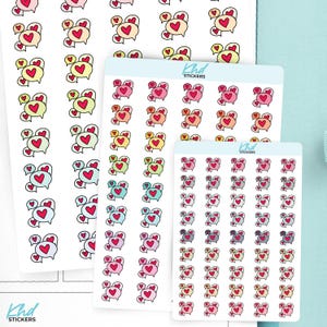 Heart Bubbles Planner Stickers, 3 Sizes with Tiny, Small, and Large, Removable