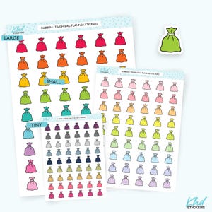 Rubbish / Trash Bags Planner Stickers, 3 Sizes, Removable