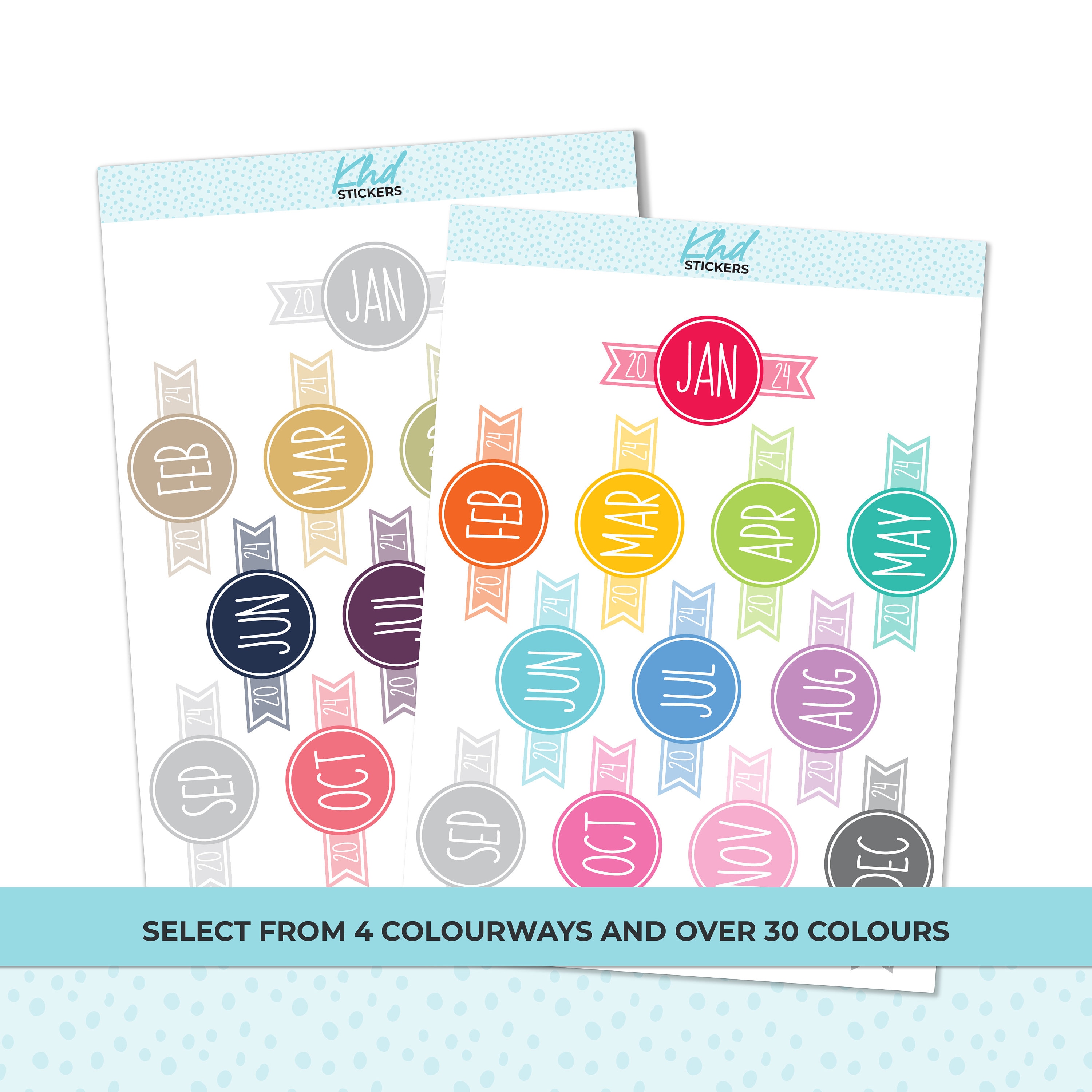 Printable Month Stickers for Bullet Journals and Planners