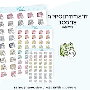 Appointment Icon Planner Stickers, 3 Sizes, Removable
