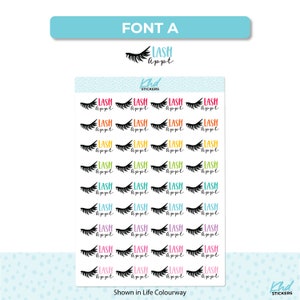 Lash Appointment Planner Stickers, Script Stickers, Two sizes and font options, Over 30 colours, Removable image 4