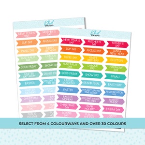 Australian Public Holidays Stickers, Planner Stickers, Removable