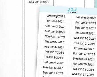 2027 Daily Dated Planner Stickers - Day Month Date Year