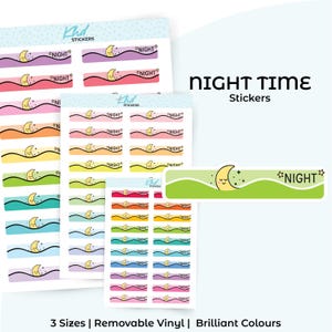 Night Time – Cute Planner Header with Moon Icon , Planner Stickers
