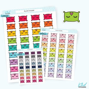 Pillow Icon Planner Stickers, Three Sizes including tiny, Removable