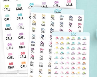 On Call Planner Stickers, 3 Sizes with Tiny, Small, and Large, Removable