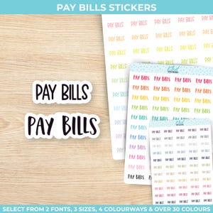 Pay Bills Sticker, Wählen Sie aus 2 Schriftarten & 3 Größen, Script Planner Stickers, wieder ablösbar