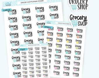 Grocery Shop Planner Stickers, Three Sizes including tiny, Removable