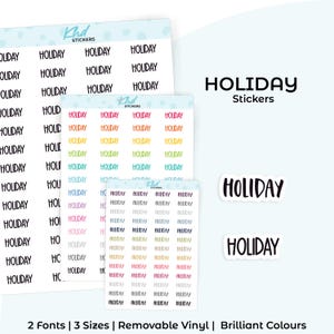 Holiday Planner Stickers, Select from 2 fonts & 3 sizes, Script Planner Stickers, removable