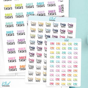 Daily Tasks Day Planner Stickers, 3 Sizes with Tiny, Small, and Large, Removable