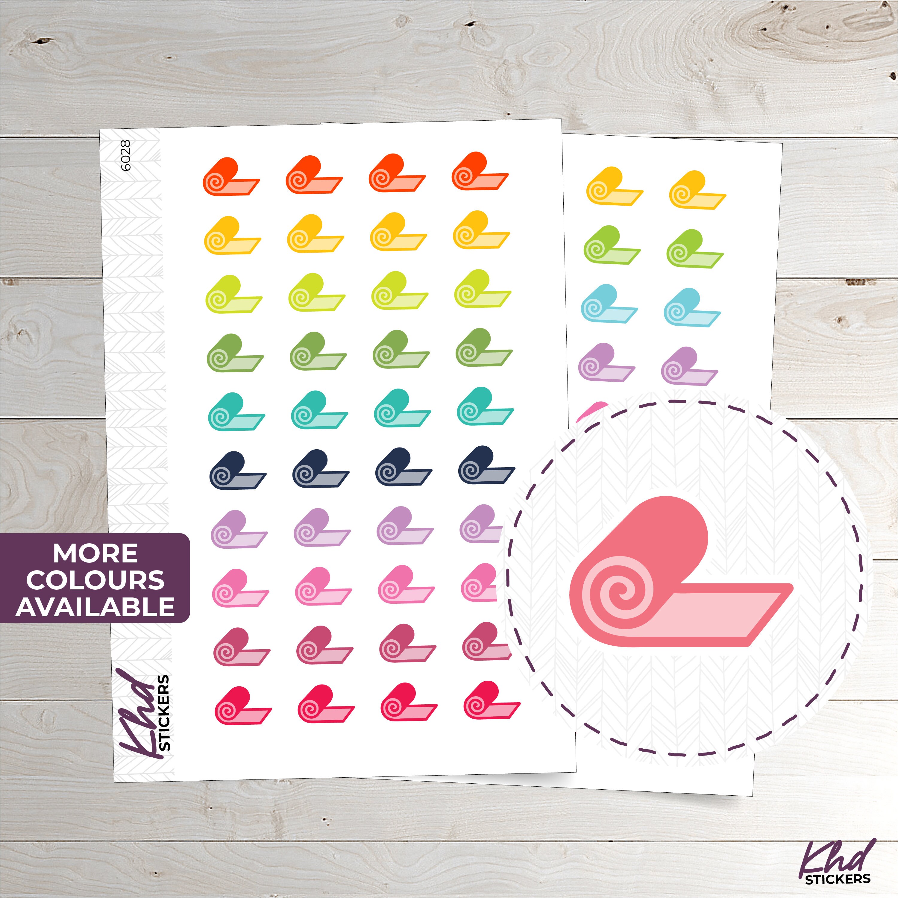 Yoga Mat / Exercise Mat Icon Stickers - Planner Stickers - Removable