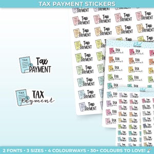 Tax Payment Planner Stickers, Three Sizes including tiny, Removable