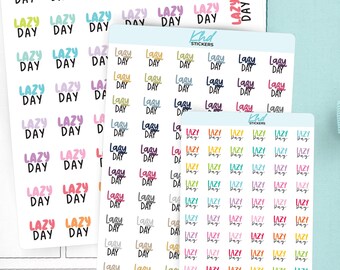 Lazy Day Planner Stickers, 3 Sizes with Tiny, Small, and Large, Removable