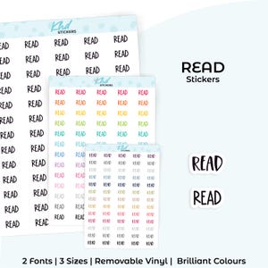 Read Planner Stickers, Select from 2 fonts & 3 sizes, Script Planner Stickers, removable