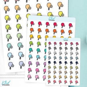 Pickleball Stickers, Planner Stickers, 3 Sizes with Tiny, Small, and Large, Removable