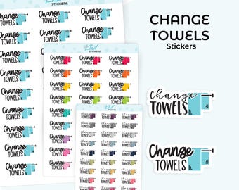 Change Towels Planner Stickers, 3 Sizes, Removable