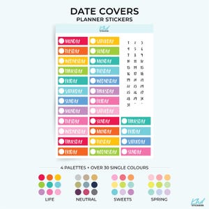 Date Covers with Numbers, Planner Stickers, Removable
