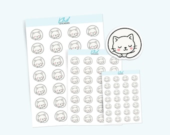 Sleeping Cat Kawaii Planner Stickers , Planner Stickers
