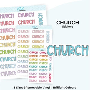 Church Planner Stickers, Block Script, 3 Sizes, Removable