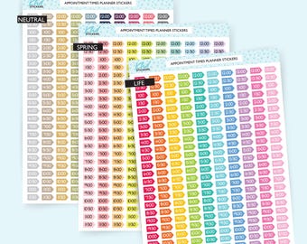 Appointment Time Stickers, Planner Stickers, with Time Options, Removable