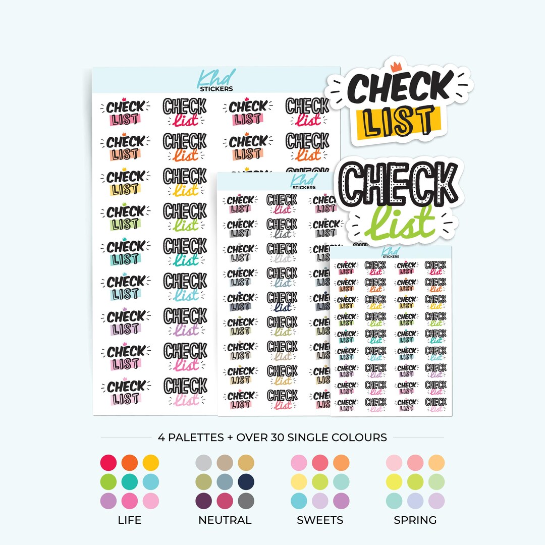 Check List Planner Stickers, 3 Sizes, Removable - Etsy