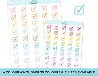 Tick Boxes Planner Stickers, Planner Stickers, 2 sizes and over 30 colours, Removable