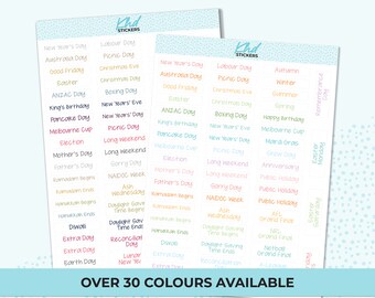 Australian Events and Public Holiday Stickers, Planner Stickers, Removable