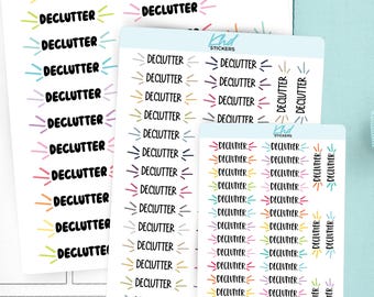 Declutter Planner Stickers, 3 Sizes with Tiny, Small, and Large, Removable