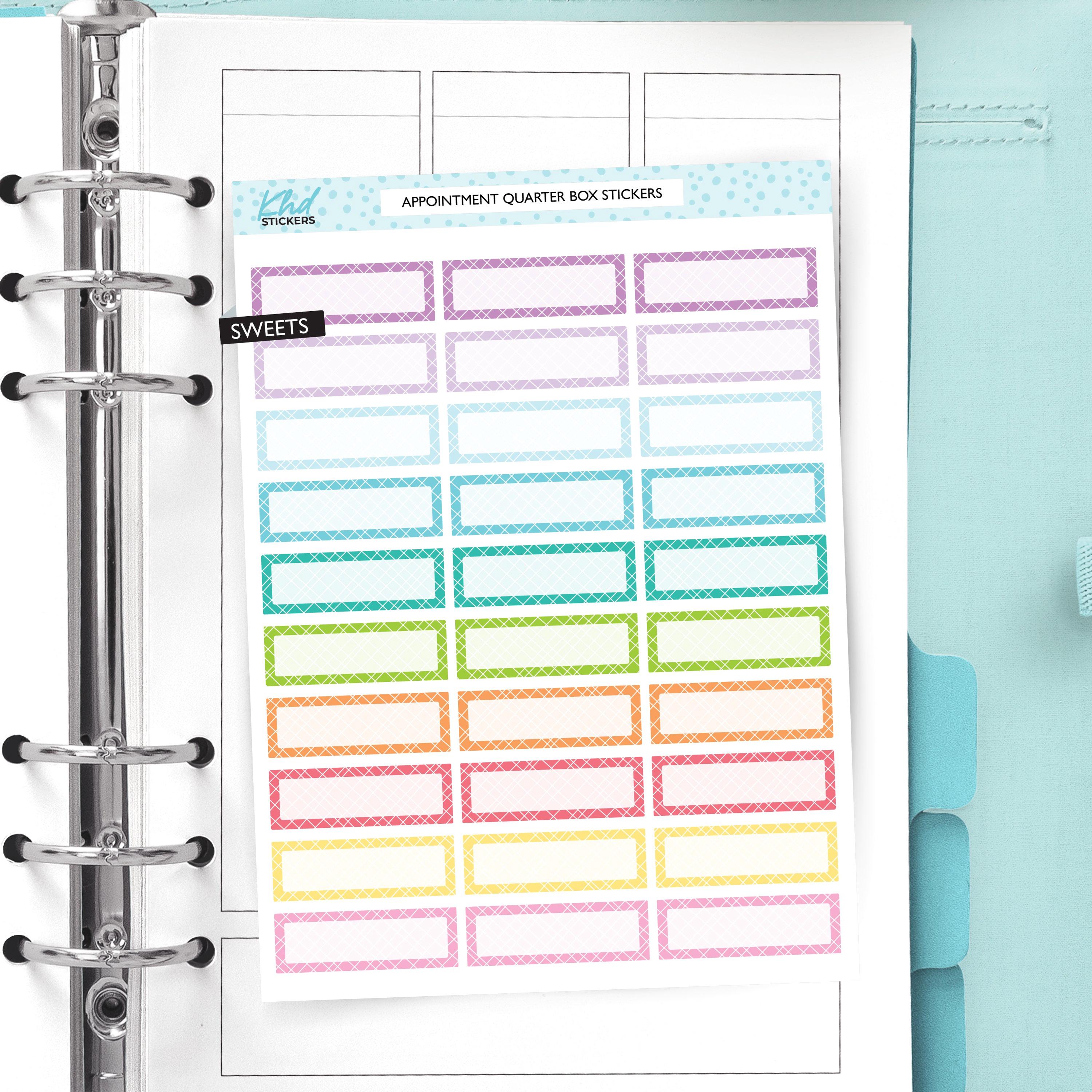 Appointment Quarter Box Planner Stickers With Cross Hatch Pattern ...