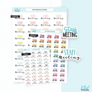 Stickers pour agenda de réunion du personnel, 3 tailles, y compris le petit format, amovibles