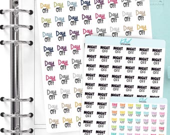 Time Off, Day Off & Night Off Planner Stickers