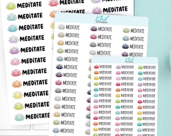 Meditate Planner Stickers, 3 Sizes with Tiny, Small, and Large, Removable