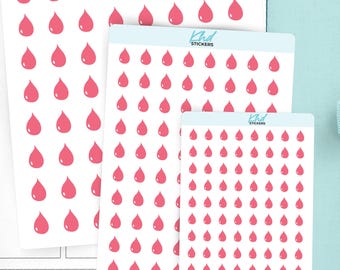 Period Tracker Icon Stickers, Planner Stickers, Removable, 3 Sizes including tiny