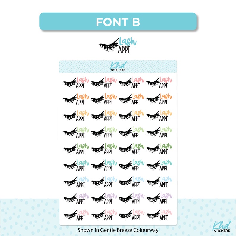 Lash Appointment Planner Stickers, Script Stickers, Two sizes and font options, Over 30 colours, Removable image 5