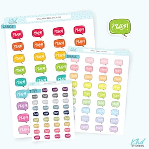 Speech Bubble Planner Stickers, Three Sizes including tiny, Removable