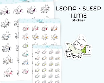 Planner Girl Leona Sleep Time, Planner Stickers, 3 sizes including tiny, Removable